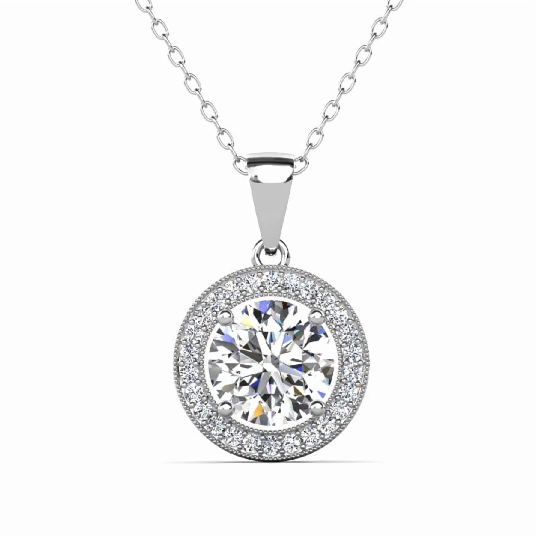 Cate & Chloe Blake True 18k White Gold Halo Pendant Necklace | Walmart (US)