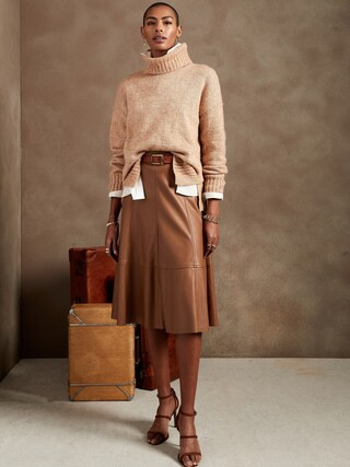 Vegan Leather Midi Skirt | Banana Republic Factory