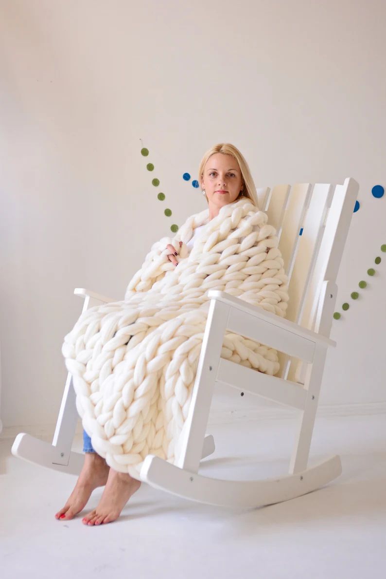 Merino Wool Blanket, Chunky Knit Blanket, Giant Blanket, Knitted Blanket, Arm Knit Blanket, Chunk... | Etsy (UK)