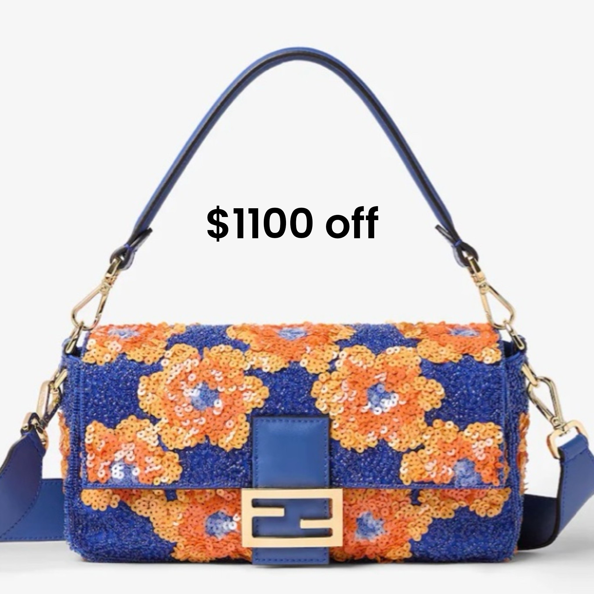FENDI FLORAL BEADED BAGUETTE