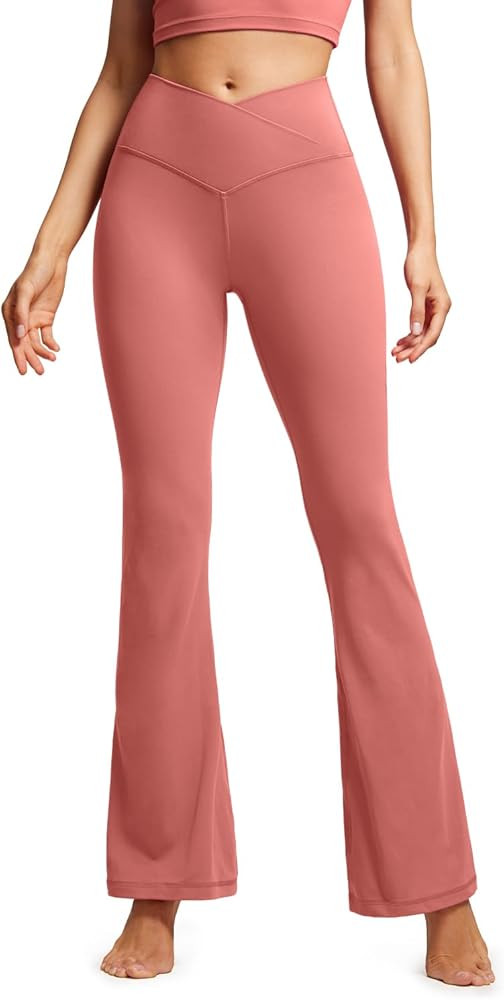 CRZ YOGA Butterluxe Crossover Flare Leggings for Women 31" - High Waist V Cross Bootcut Bell Bott... | Amazon (US)