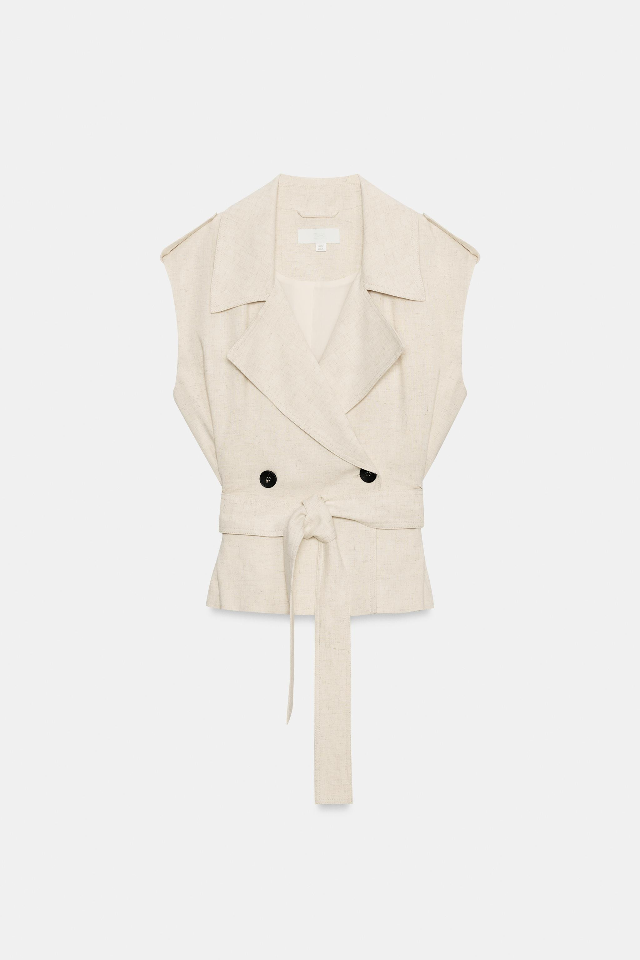 LINEN BLEND WRAP WAISTCOAT WITH BELT | Zara UK