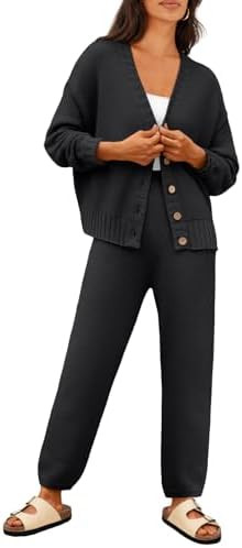 LILLUSORY Womens Cardigan Pants Sets 2 Piece Slouchy Sweater Loungewear | Amazon (US)