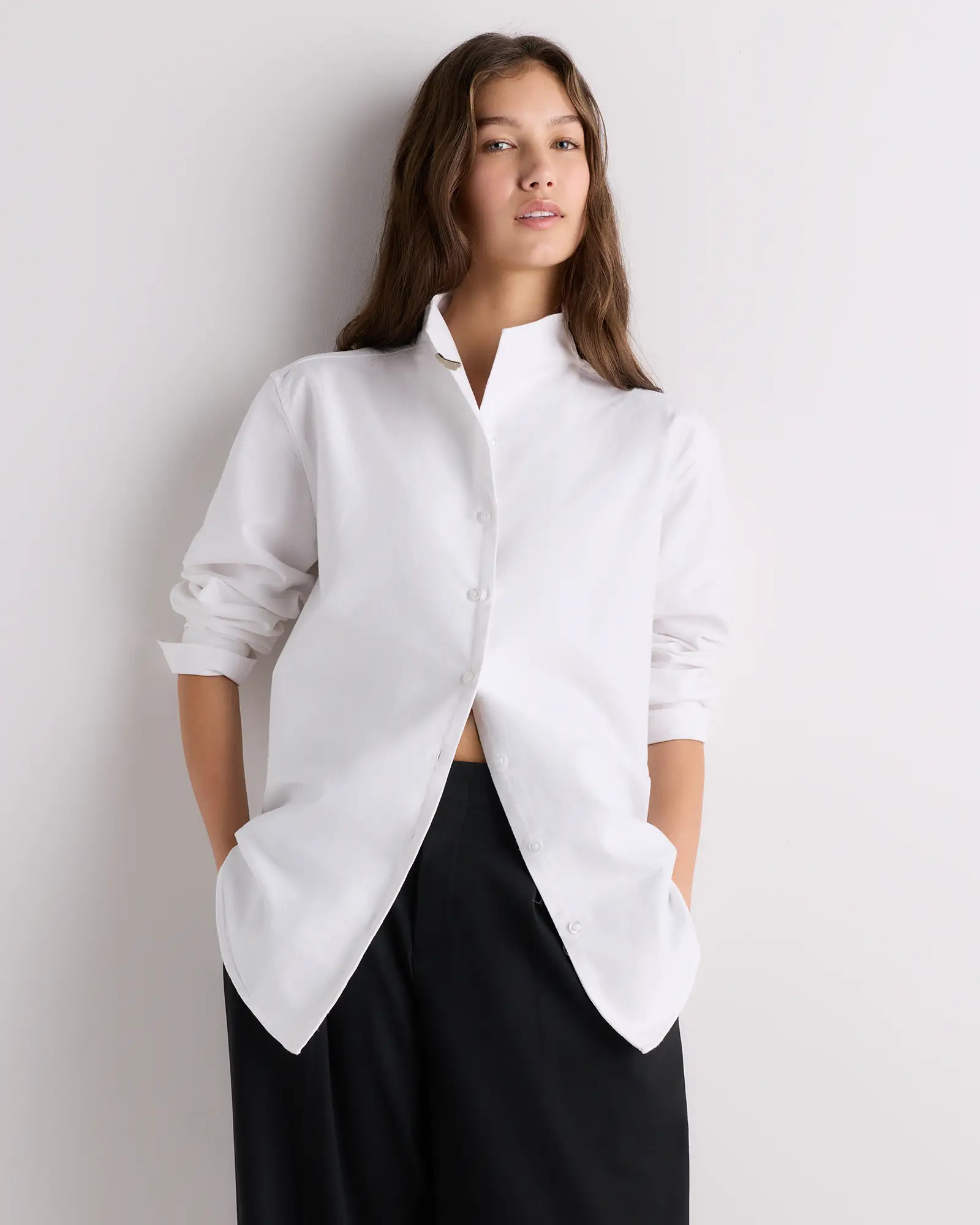 Organic Cotton Oxford Stand Collar Shirt | Quince