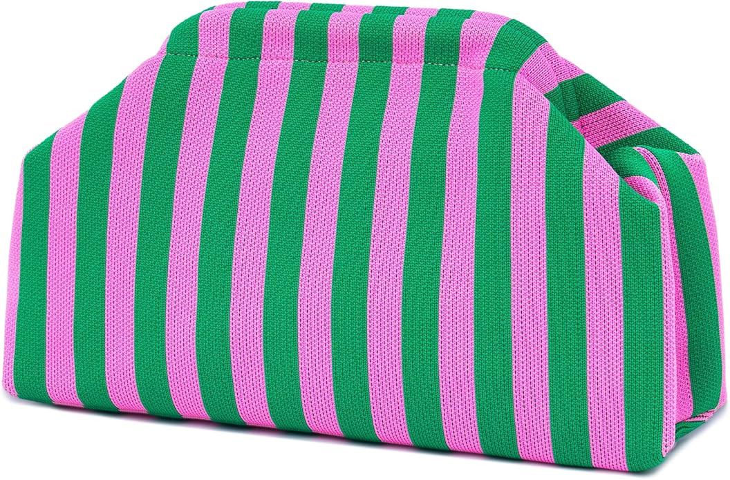 Rancco Woven Clutch for Women, Striped Crochet Dumpling Bag, Colorful Beach Purse for Summer Vaca... | Amazon (US)