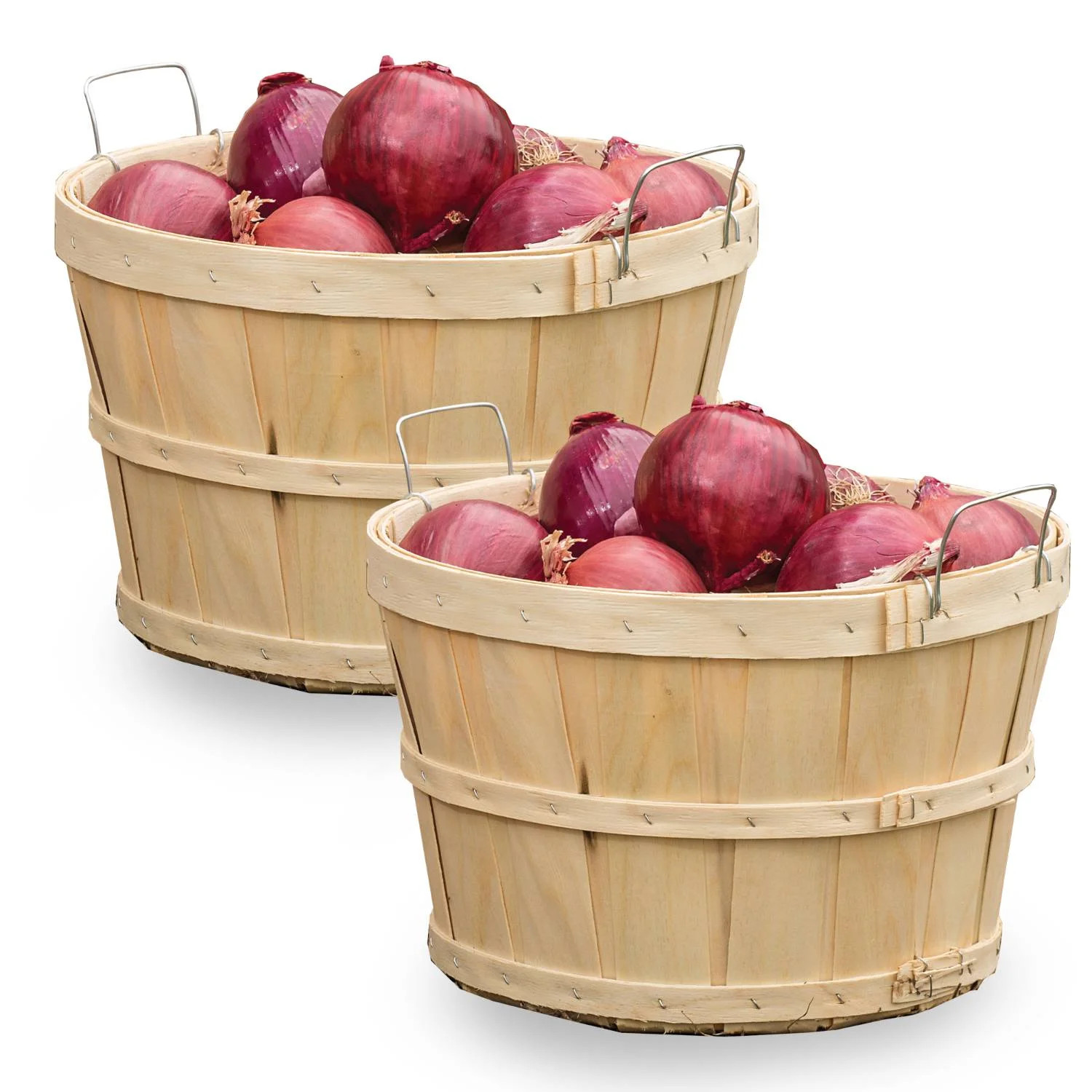 Lehman's Handcrafted Half Bushel Baskets, Vintage Style USA Made Poplar Wood with Wire Handles, 9.5 x 14.75 inches, Set of 2 - Walmart.com | Walmart (US)