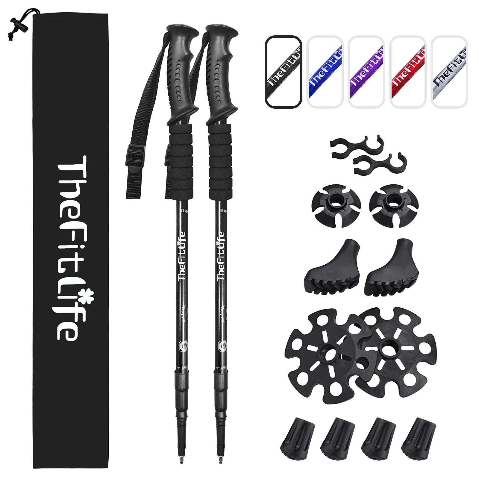 TheFitLife Hiking Walking Trekking Poles - 2 Pack With Antishock And Quick Lock System, Telescopi... | Amazon (UK)
