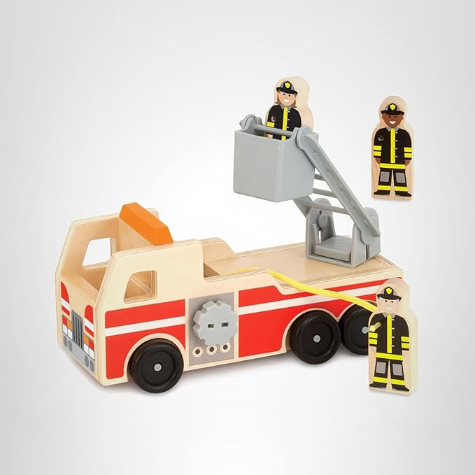 Melissa & Doug Wooden Fire Truck with 3 Firefighter Play Figures | Amazon (US)