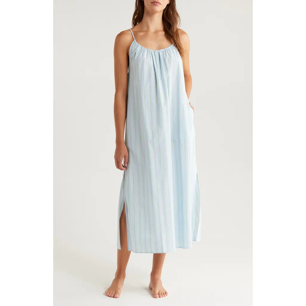 Lunya Airy Cotton Nightgown in Azure Stripe at Nordstrom, Size Medium | Nordstrom