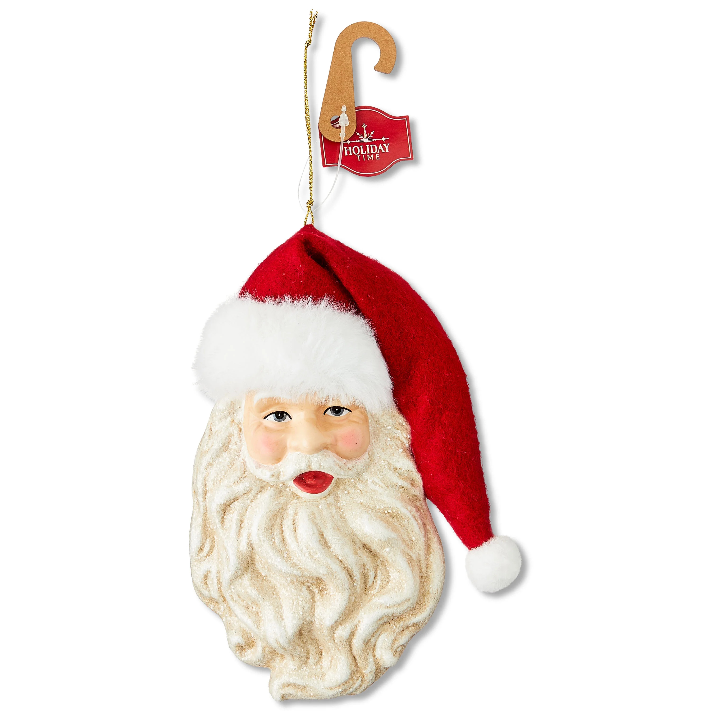 Red and White Glitter Santa Christmas Ornament, 6.5", by Holiday Time | Walmart (US)