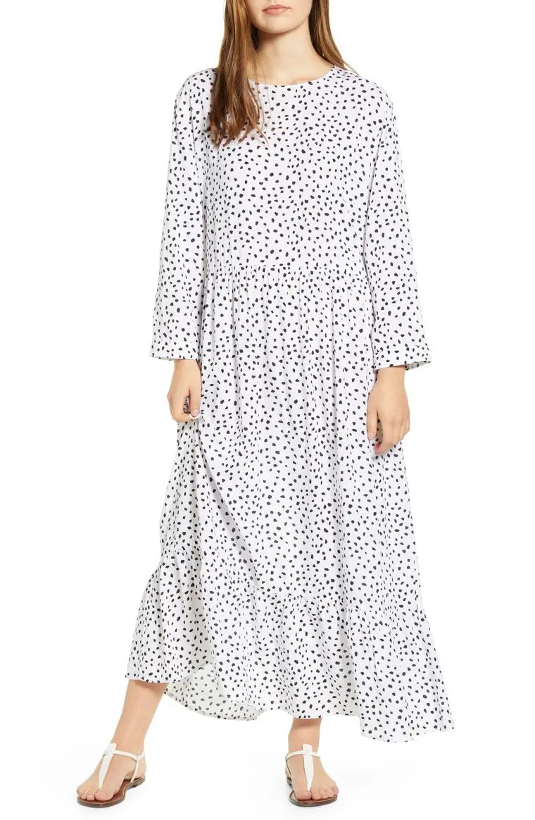 Pia Dot Pattern Long Sleeve Crepe Dress | Nordstrom