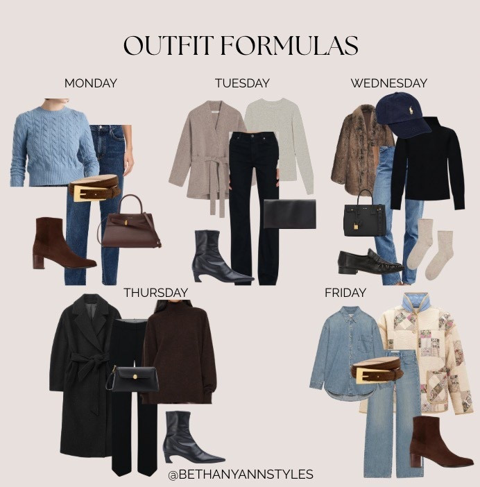 Your weekly outfit inspiration. Use these formulas to help inspire your looks this week! 

#LTKSeasonal #LTKHoliday