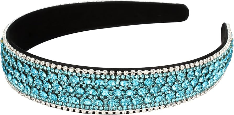 Wecoe Rhinestone Headband Women Girls Blue Headband Fashion Headband Nonslip Bling Sparkly Crysta... | Amazon (US)