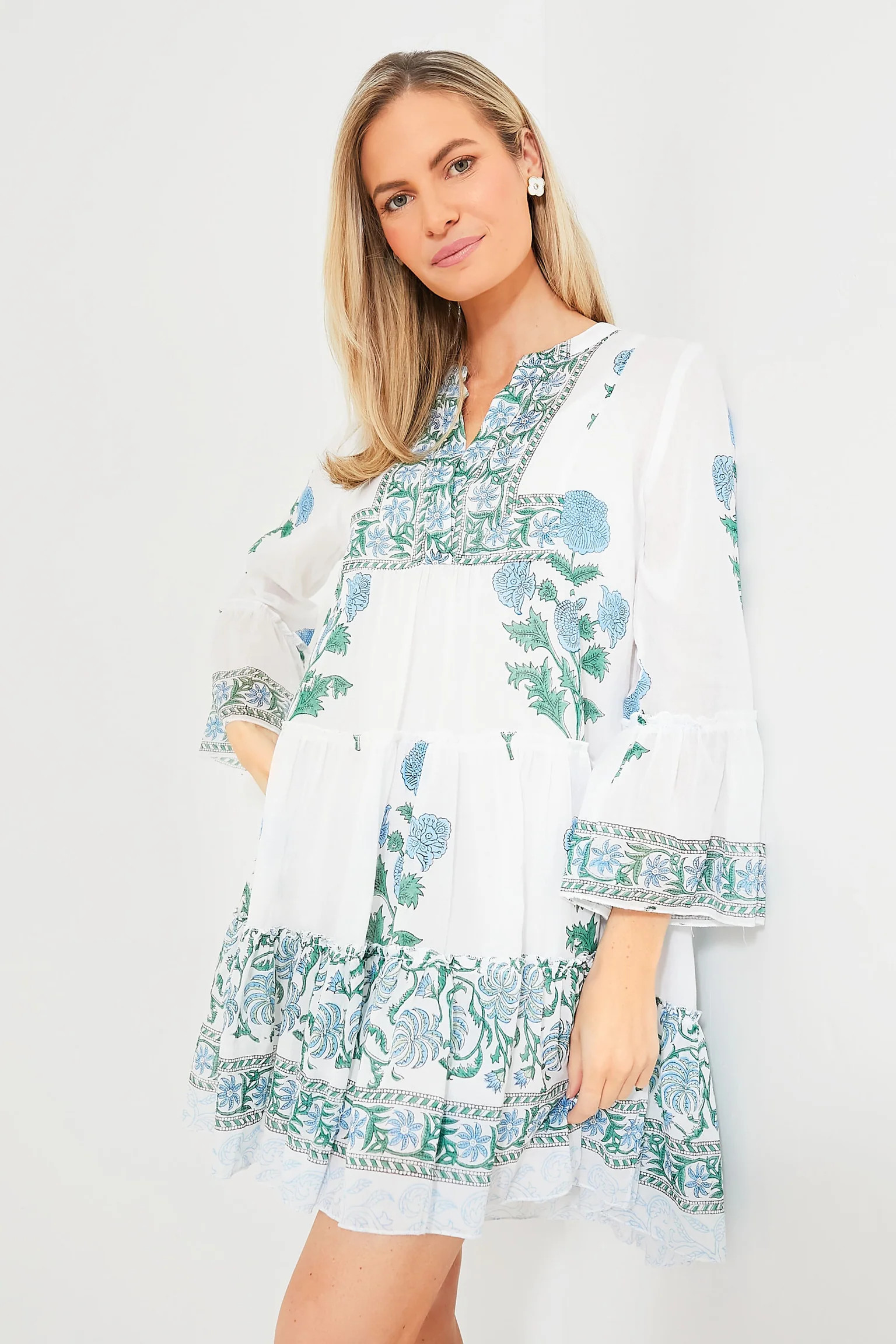 Exclusive White Poppy Flared Sleeve Dress | Tuckernuck (US)