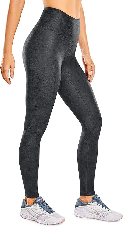 CRZ YOGA Matte Faux Leather Leggings for Women 25''/28'' - High Waisted Stretch Leather Pants Tum... | Amazon (US)