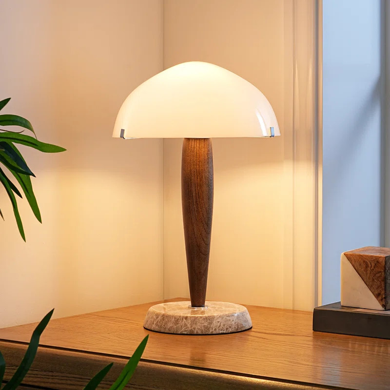 Glass Shade Table Lamp With Marble Base | Wayfair North America