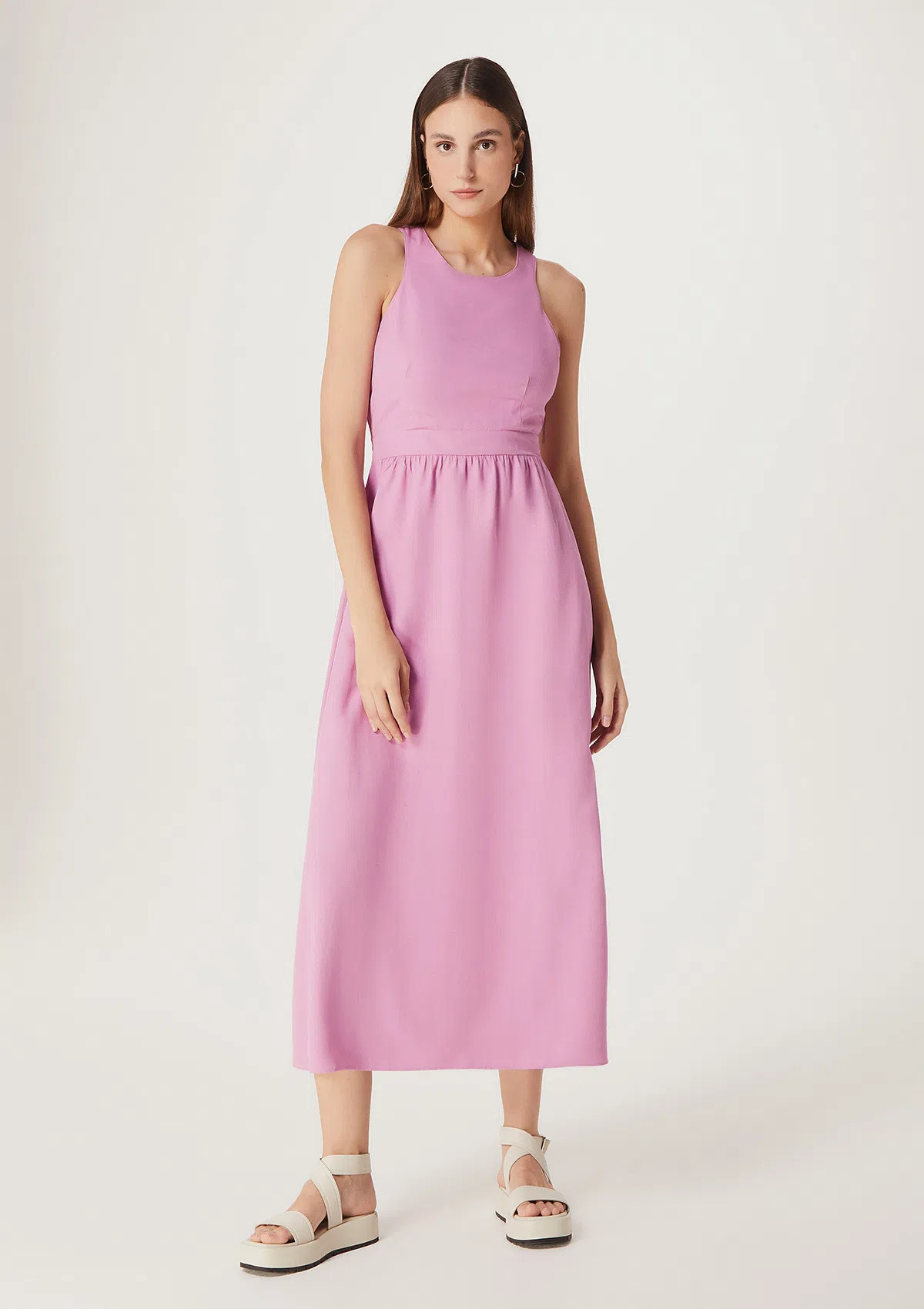 Vestido Midi Acinturado Em Viscose - Hering Store | Hering (BR)