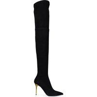 Women's luxury thigh-high boots - Saint Balmain thigh-high boots in black leather | Stylemyle (US)