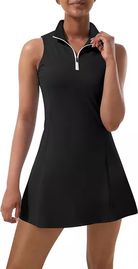 OVRUNS Women's Tennis Dress Built-in Bra & Shorts Athletic Dress