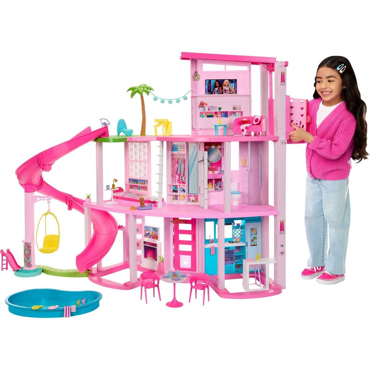 Barbie Dreamhouse Pool Party Doll House with 75+ pc, 3 Story Slide | Target