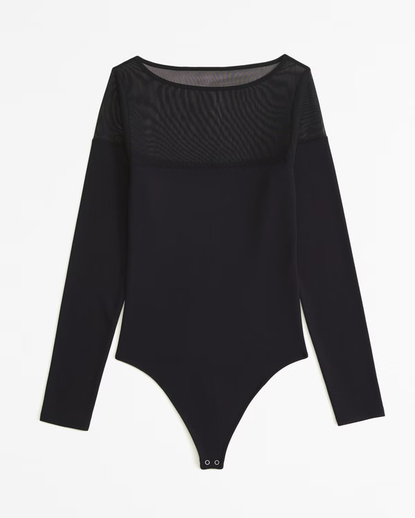 Women's Long-Sleeve Mesh Crew Bodysuit | Women's Clearance | Abercrombie.com | Abercrombie & Fitch (US)