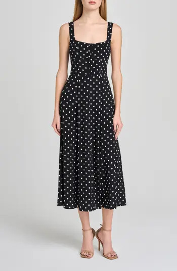Leonie Polka Dot Corset Midi Dress | Nordstrom
