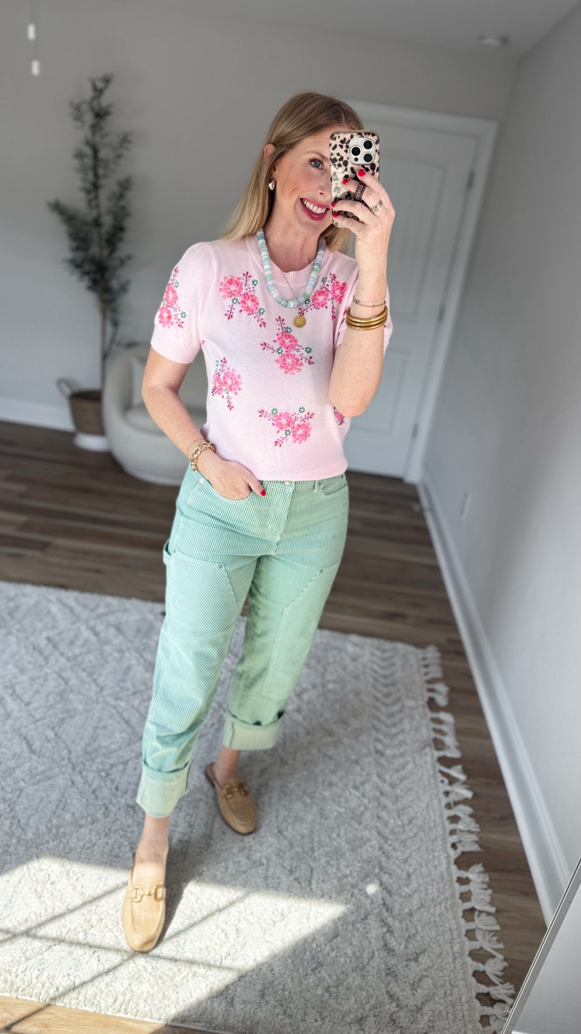 Daily try on, Walmart outfit, Walmart fashion, floral beaded sweater, green stripe jeans

#LTKootd #LTKmomlife