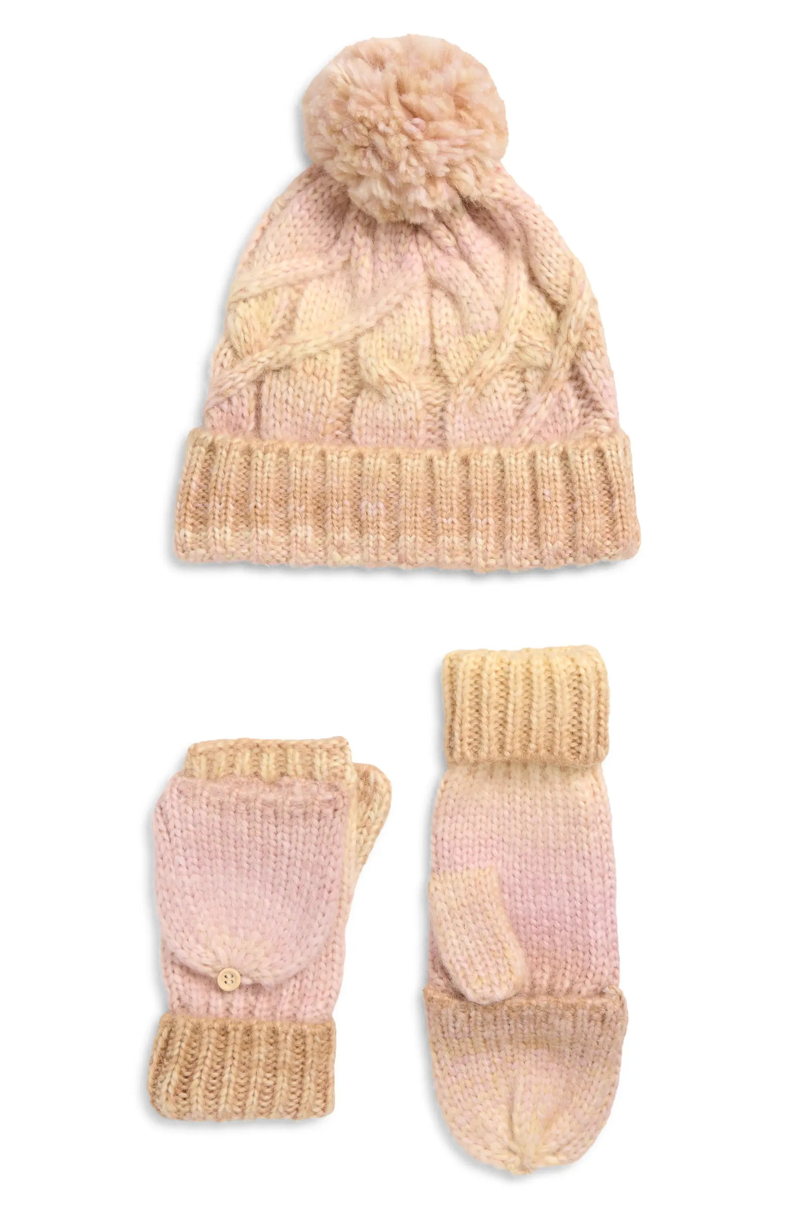 Rainbow Beanie & Pop Top Mittens Set | Nordstrom