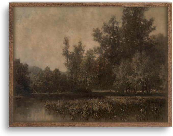 YSDPIC Vintage Forest Landscape Wall Art with Dark Wood Frame – 12x16 Inch Rustic Tree and Lake... | Amazon (US)
