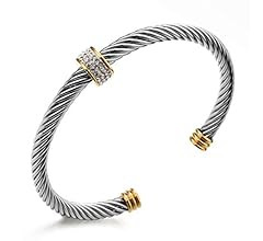 Dorriss Cable Cuff Bracelets, Stainless Steel Twisted Wire Composite Bracelet Bangles, Adjustable... | Amazon (US)