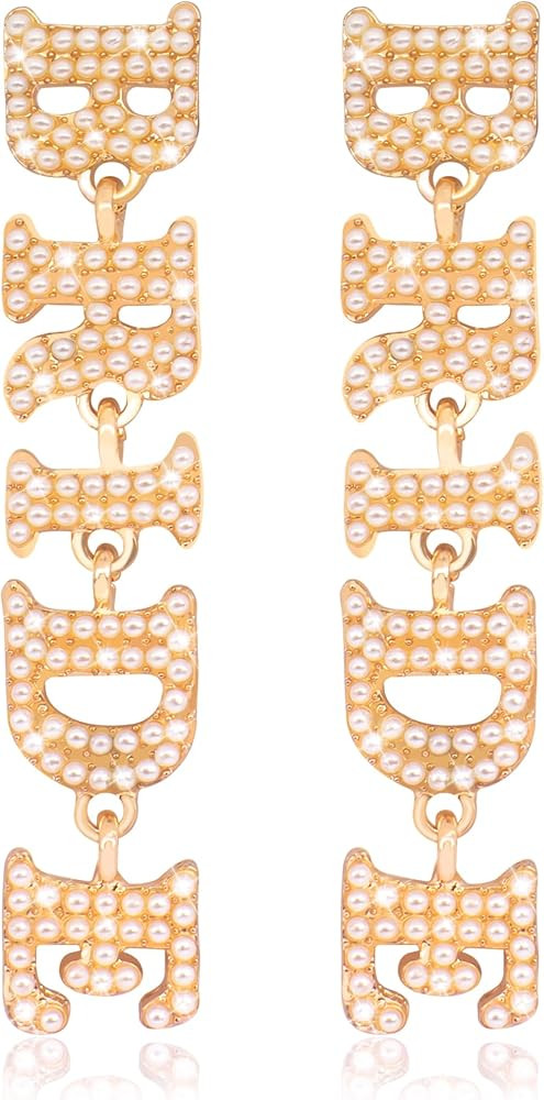 Bride Earrings - Bride To Be Gifts Bachelorette Party Accessories Bridal Shower Gift Outfits for Bride to Be | Amazon (US)