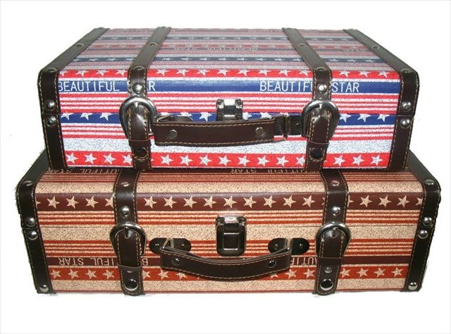 NorthLight 17.50 in. Vintage-Style Beautiful Star Decorative Luggage Trunks Set Of 2 | Unbeatable Sale