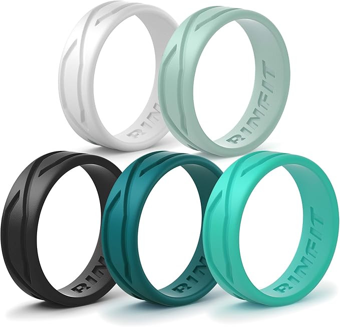 Rinfit Silicone Wedding Rings for Men & Women - 1/4/5/6 Bands Pack - Comfortable Durable Wedding ... | Amazon (US)