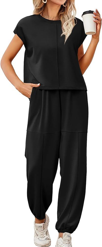 Aloodor Women's Athletic Clothing Sets Summer Outfits for Women 2 Piece Lounge Set | Amazon (US)