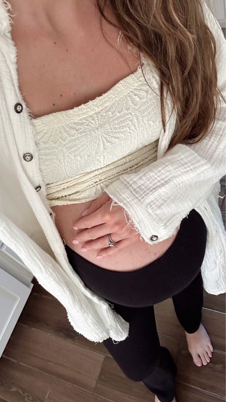 wearing small in white button down, one of my favorite staples, fits oversized 
wearing xs/s in tank, so comfy 
pants are old maternity from h&m when I was pregnant with Liv but linked a similar pair 

#LTKSeasonal #LTKbump