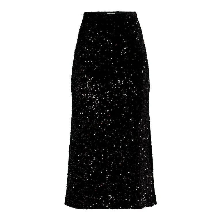 Madden NYC Women’s and Women's Plus Sequin Velvet Maxi Skirt, Sizes XXS-3X | Walmart (US)