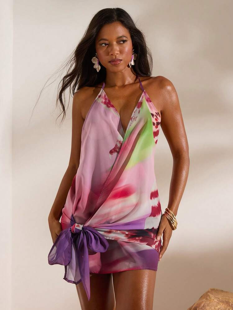 Opulessa Spring/Summer Vacation Chiffon Printed Halter Backless Mini Dress For Women Suitable For Beach Vacation,Casual,Vacation,Vacation Outfits Women,Vacation,Summer Holiday Outfits ,Holiday Outfits For Women,Holiday,Vacation Outfits For Women,Vacation Dress,Elegant,Going Out,Party,Beach,Beach Shorts,Beach Outfits For Women,Beach Skirt,Beach Set,Beach Outfit,Beach Outfit For Women,Summer,Summer Clothes,Summer Holiday Outfits,Flower,Graphic | SHEIN