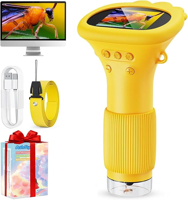 Kids Microscope - Ashfly 1000X Portable Microscope for Kids, Photo & Video Miniscope Pocket Micro... | Amazon (US)