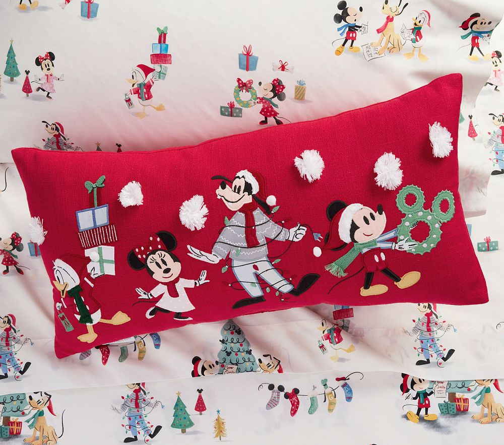 Disney Mickey Mouse and Friends Holiday Lumbar Pillow | Pottery Barn Kids