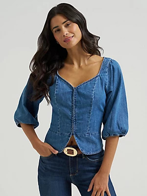 Women's Denim Corset Top in Denim | Wrangler