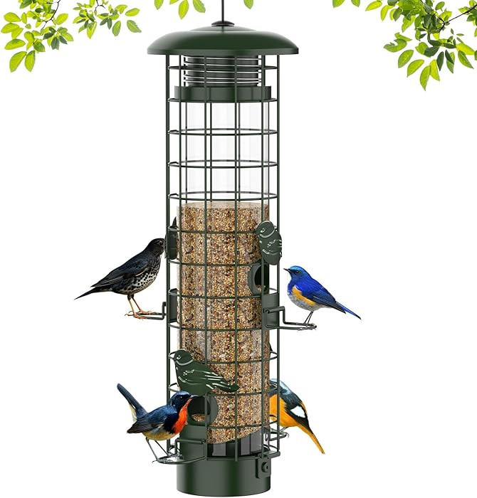 Squirrel Proof Bird Feeder,Metal Mesh Bird Feeders for Outdoors Hanging,Gravity Protection Squirr... | Amazon (US)