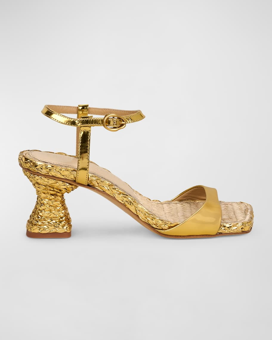 Cult Gaia Javiera Metallic Ankle-Strap Espadrille Sandals | Neiman Marcus