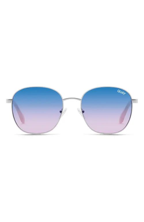 Quay Australia Jezabell Links 54mm Round Sunglasses in Silver /Blue Purple at Nordstrom | Nordstrom