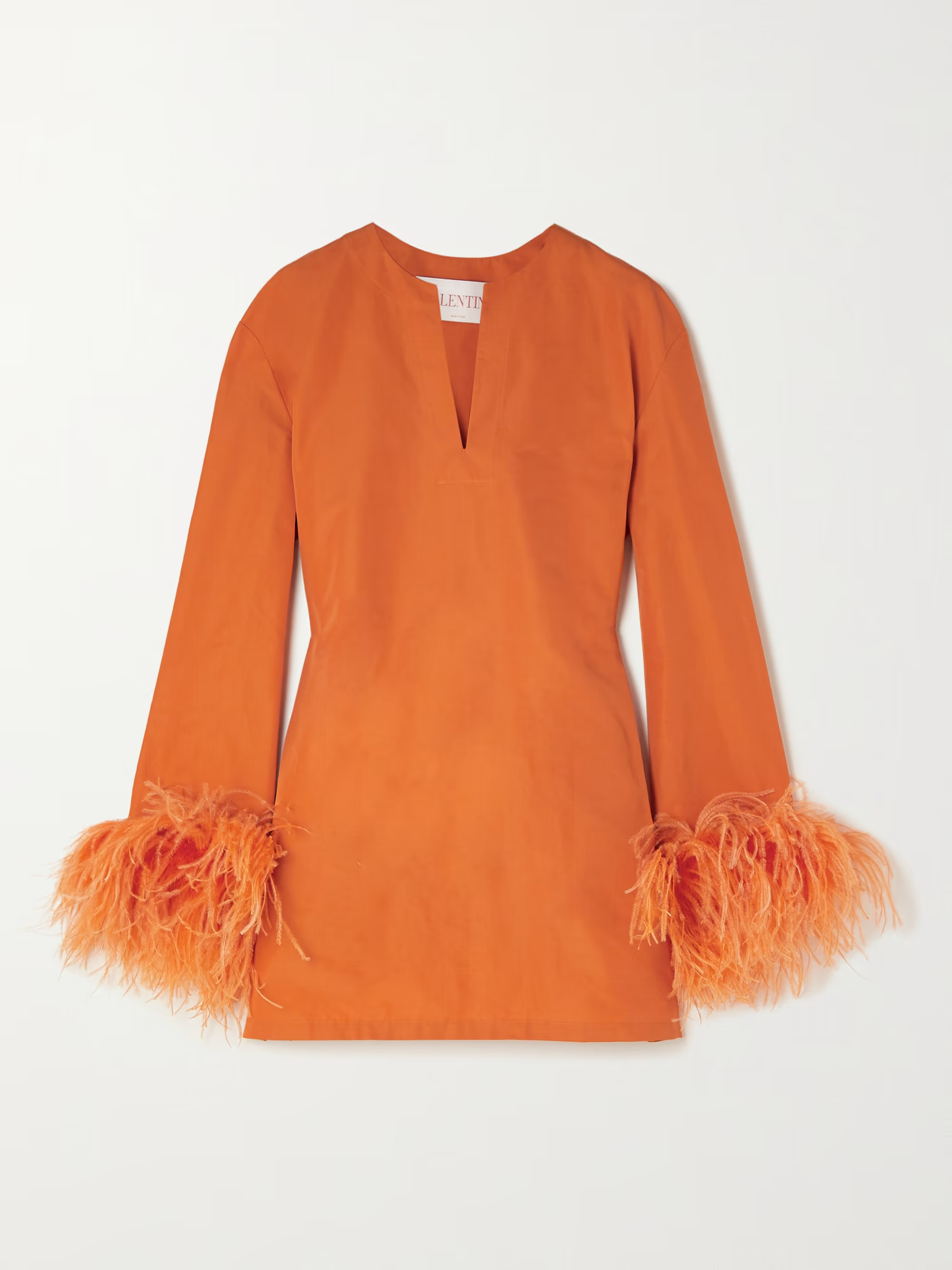 Feather-trimmed cotton-blend mini dress | NET-A-PORTER (US)