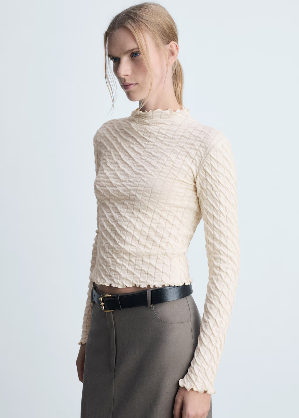 Long-sleeved t-shirt with ruffles - Women | MANGO USA | Mango (US/MX/AU)