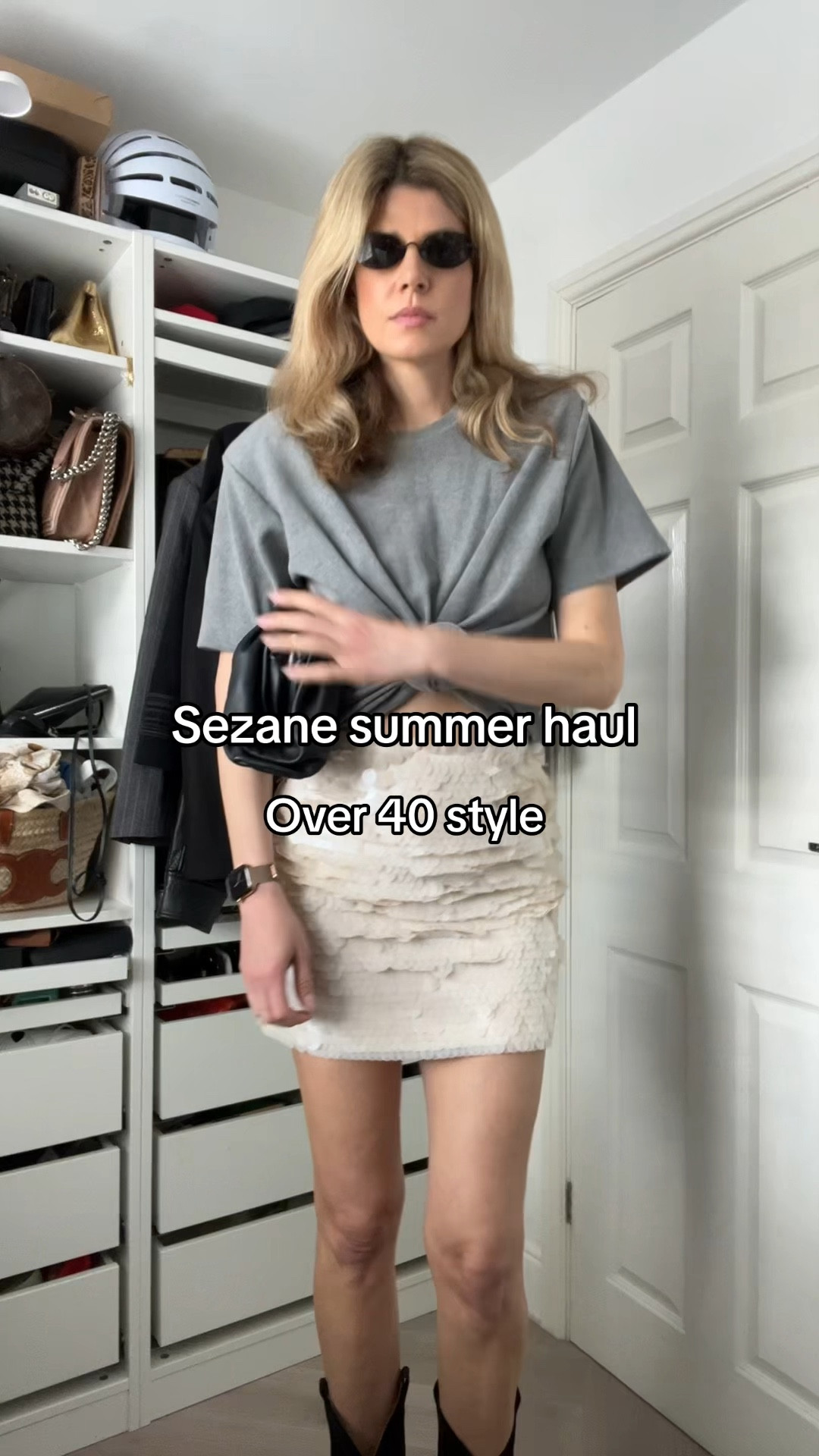 Sezane haul, summer outfits, silver buckle belt, sequin skirt, black shorts, knot tshirt, Magda butrym tshirt 

#LTKspring #LTKsummer #LTKeurope