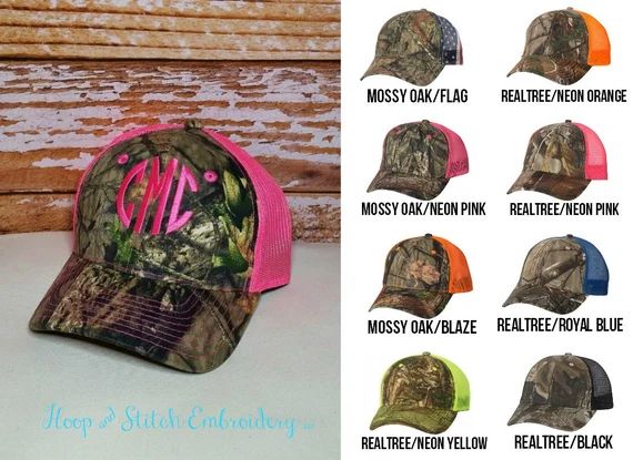 Women's Camo Trucker Cap or Hat with Monogram for Wedding, Bridesmaids, Graduation, Mossy Oak and... | Etsy (US)