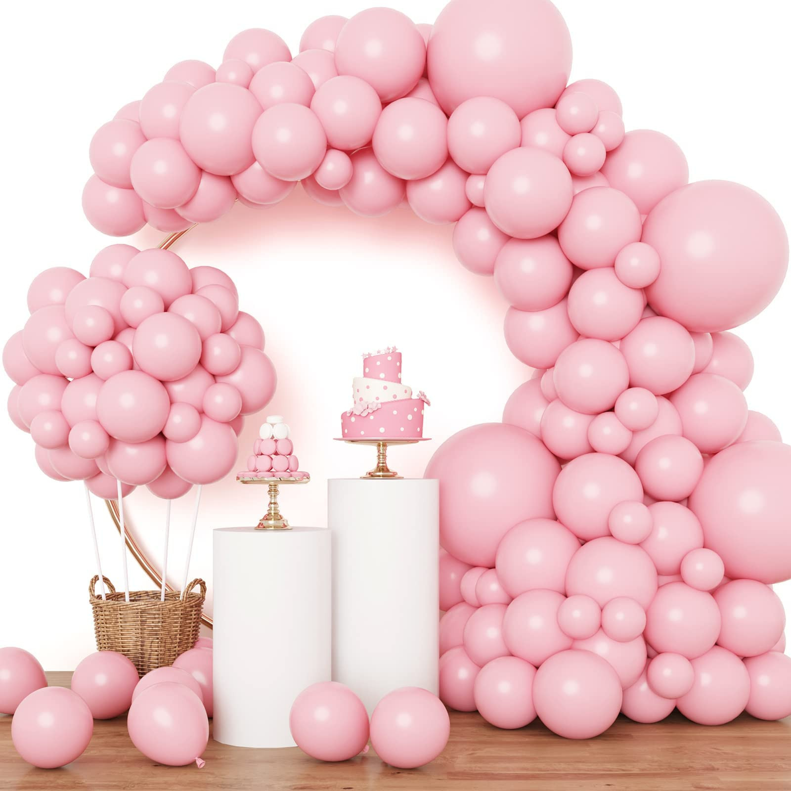 RUBFAC Pink Balloons 129pcs Light Pastel Pink Balloon Different Sizes 18 12 10 5 Inch for Garland... | Amazon (US)