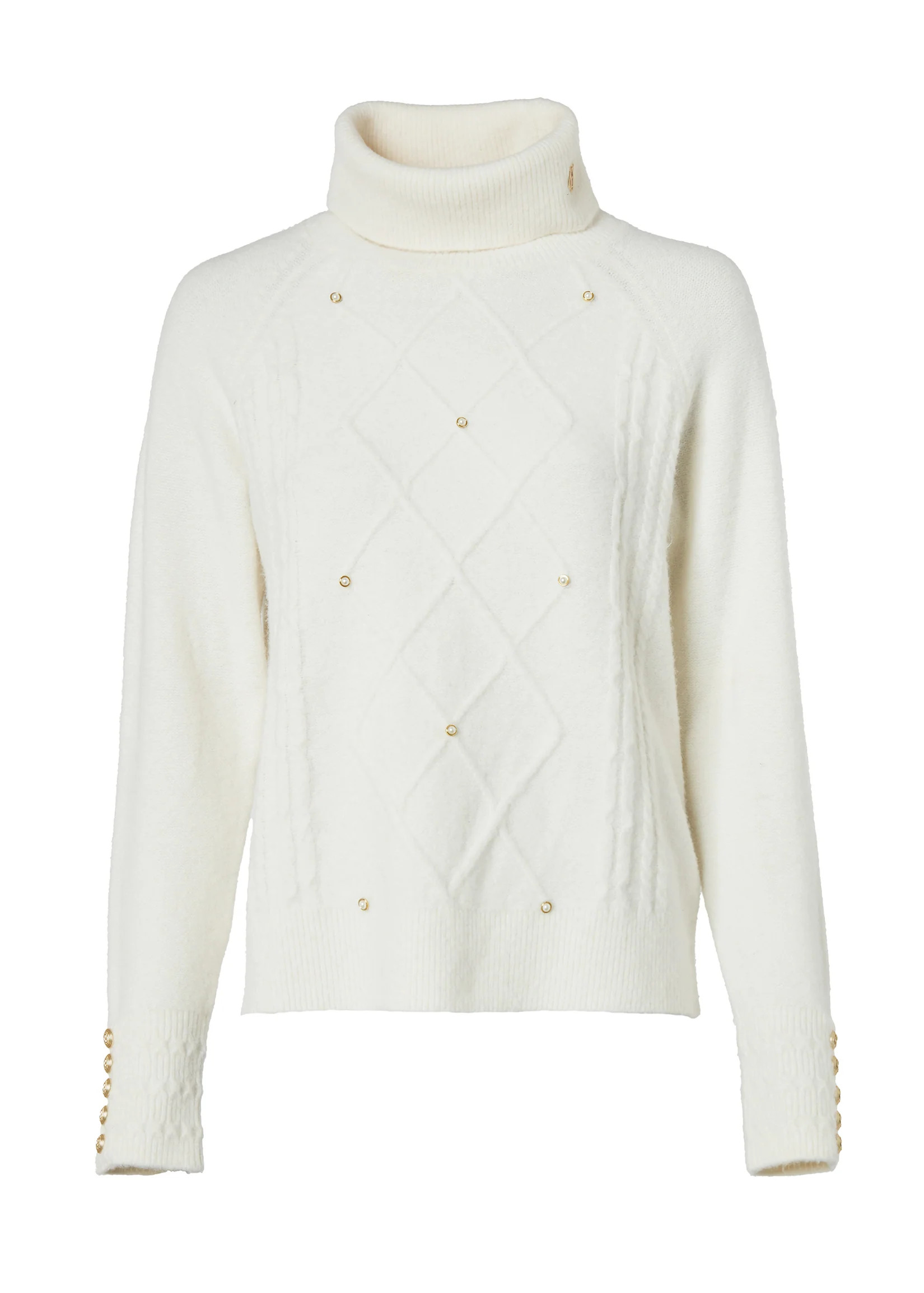 Harlow Roll Neck Knit (Ecru) | Holland Cooper