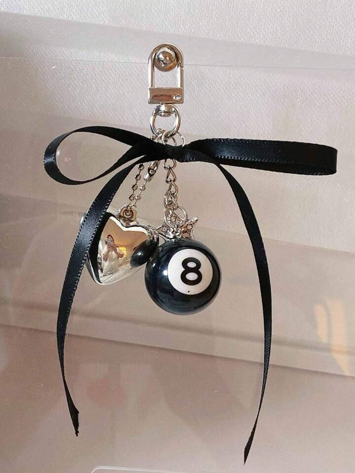 1pc Billiard Black 8 Ball Keychain Bag Charm, Halloween Theme Valentine's Day Valentines | SHEIN